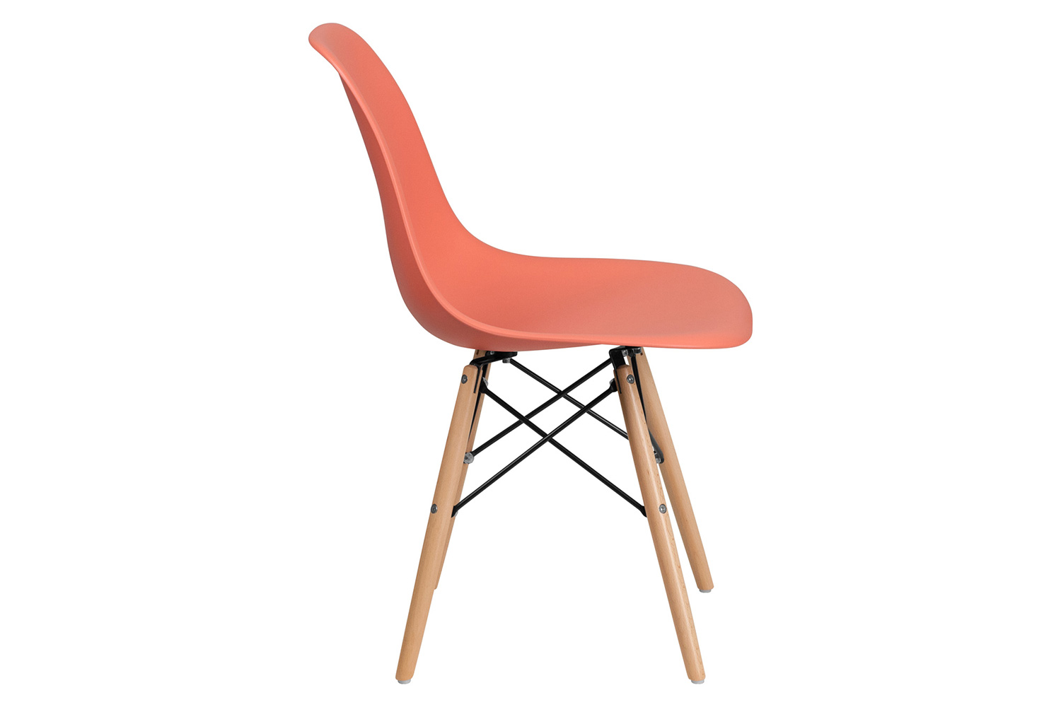 BLNK™ Elon Series Plastic Chair with Wooden Legs - Peach