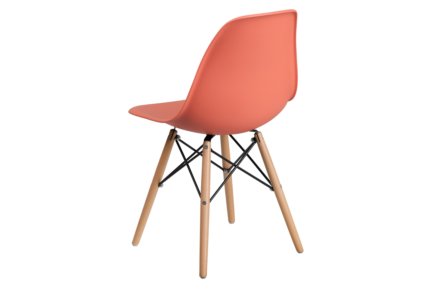 BLNK™ Elon Series Plastic Chair with Wooden Legs - Peach