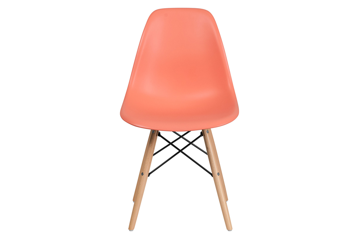 BLNK™ Elon Series Plastic Chair with Wooden Legs - Peach