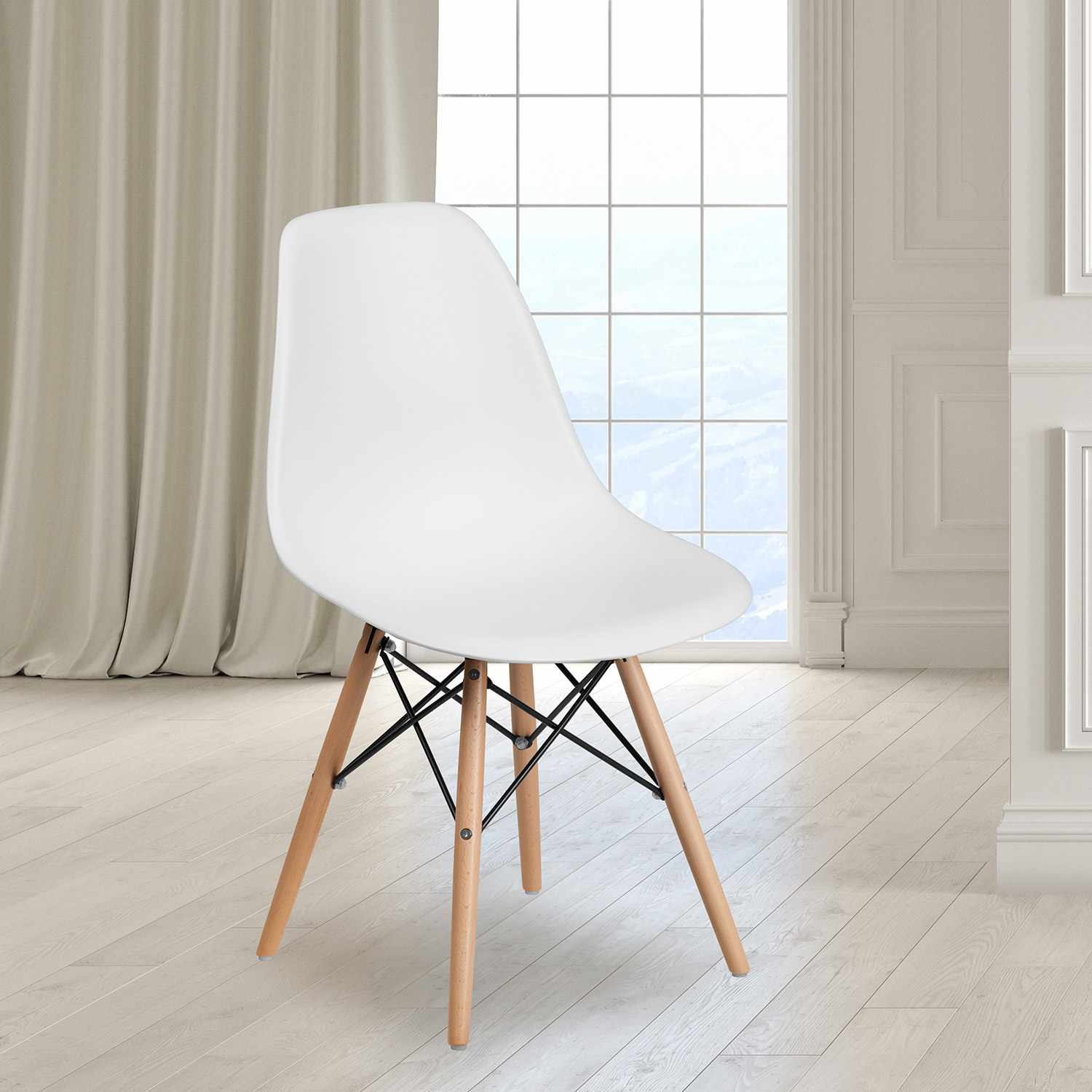 BLNK Elon Series Plastic Chair with Wooden Legs