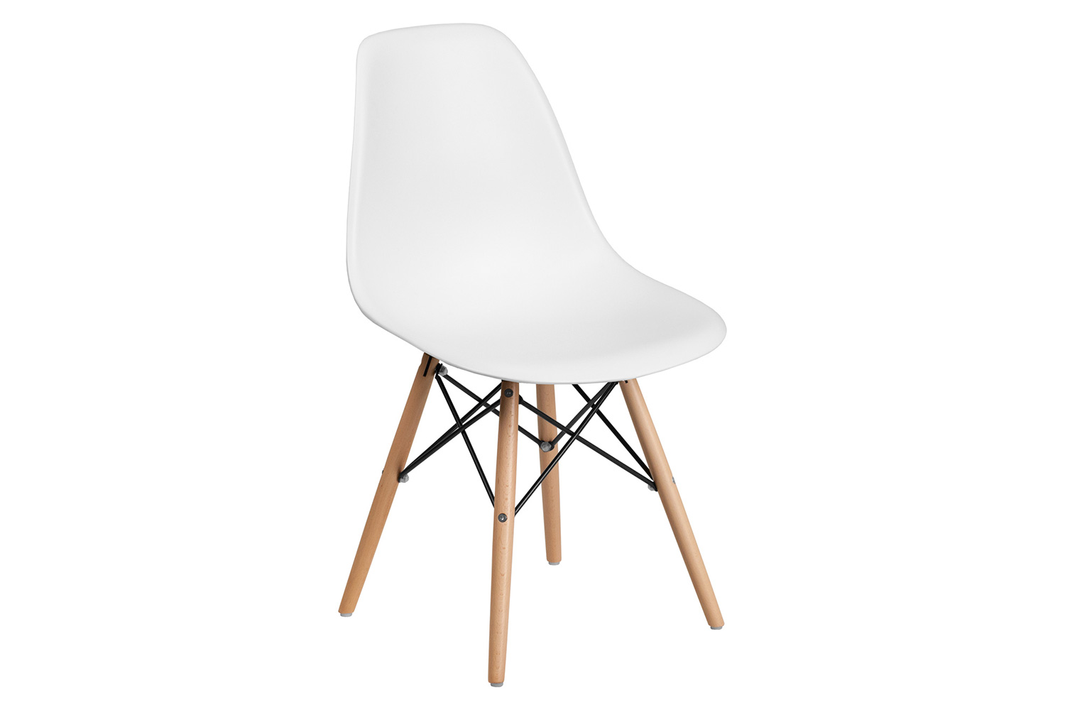 BLNK™ Elon Series Plastic Chair with Wooden Legs - White