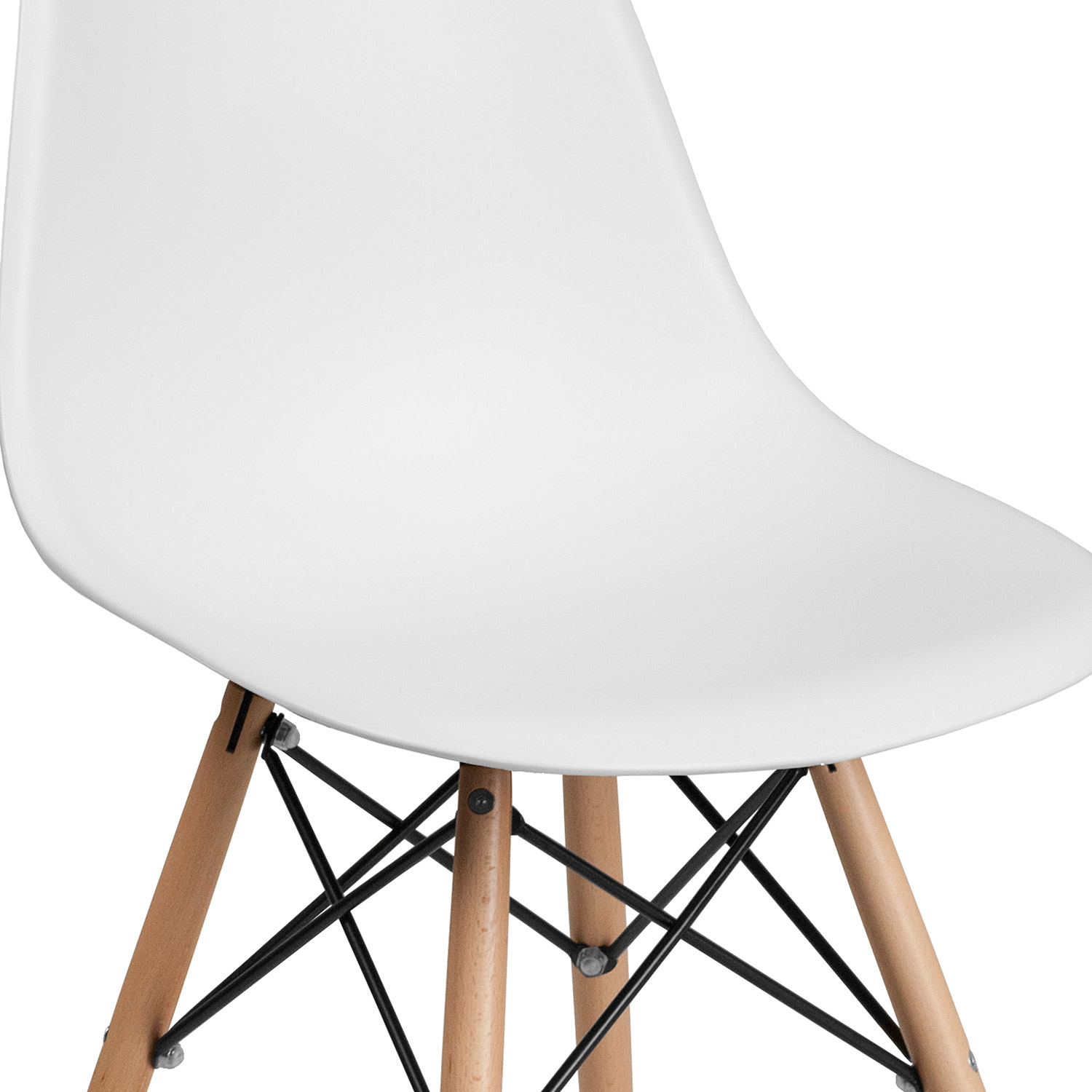 BLNK™ Elon Series Plastic Chair with Wooden Legs - White