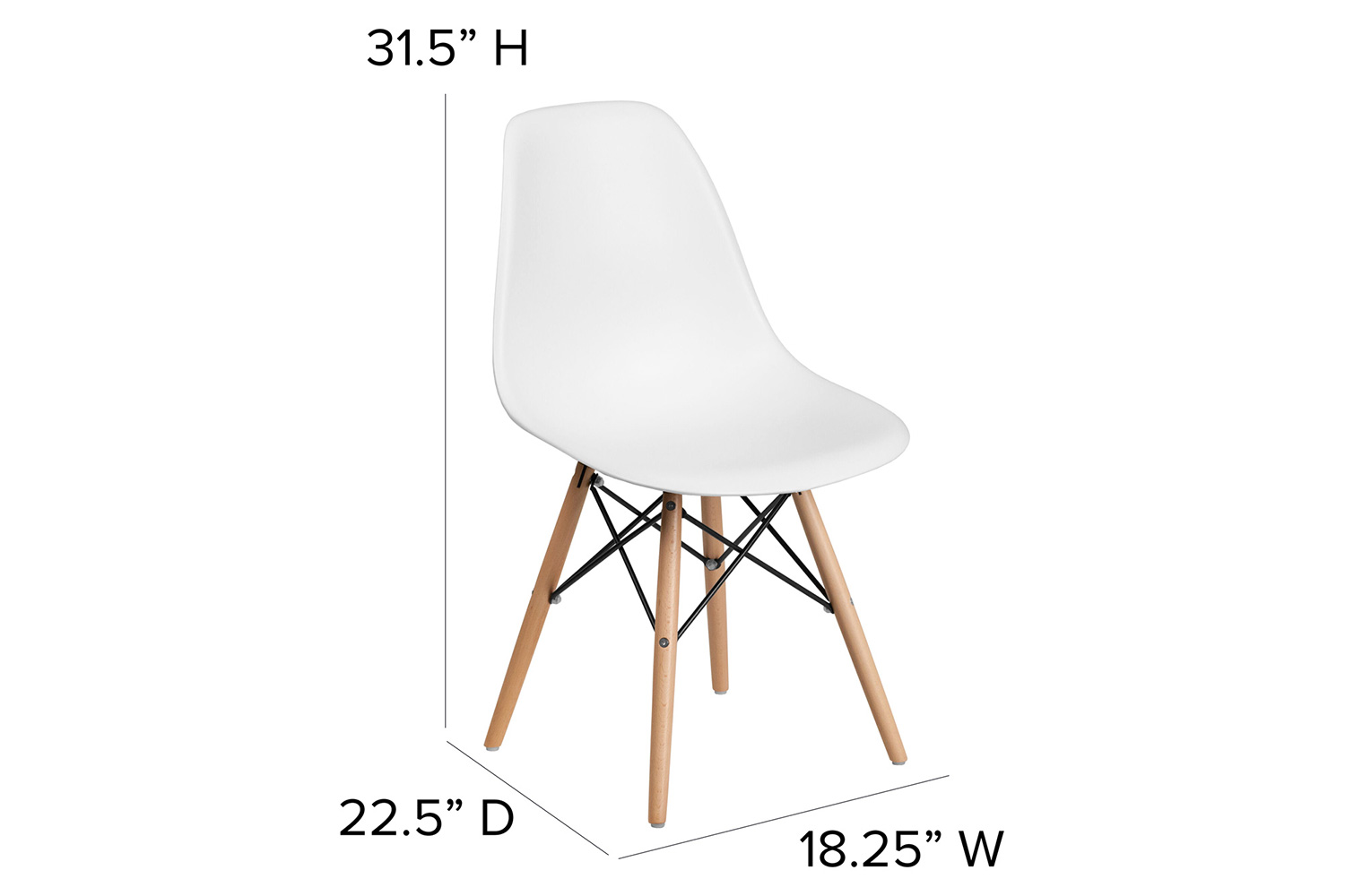 BLNK™ Elon Series Plastic Chair with Wooden Legs - White