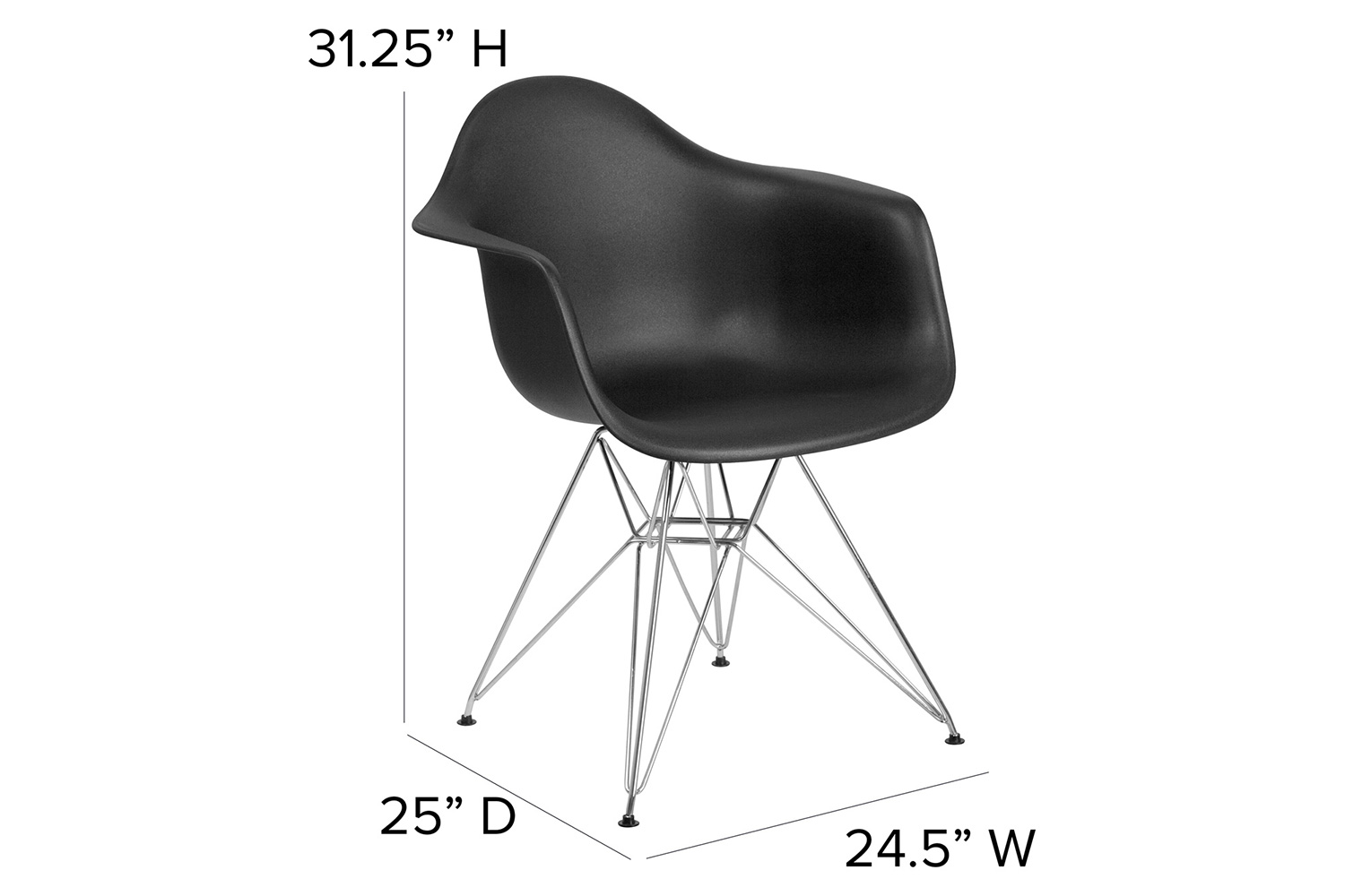 BLNK Alonza Series Plastic Chair with Chrome Base - Black