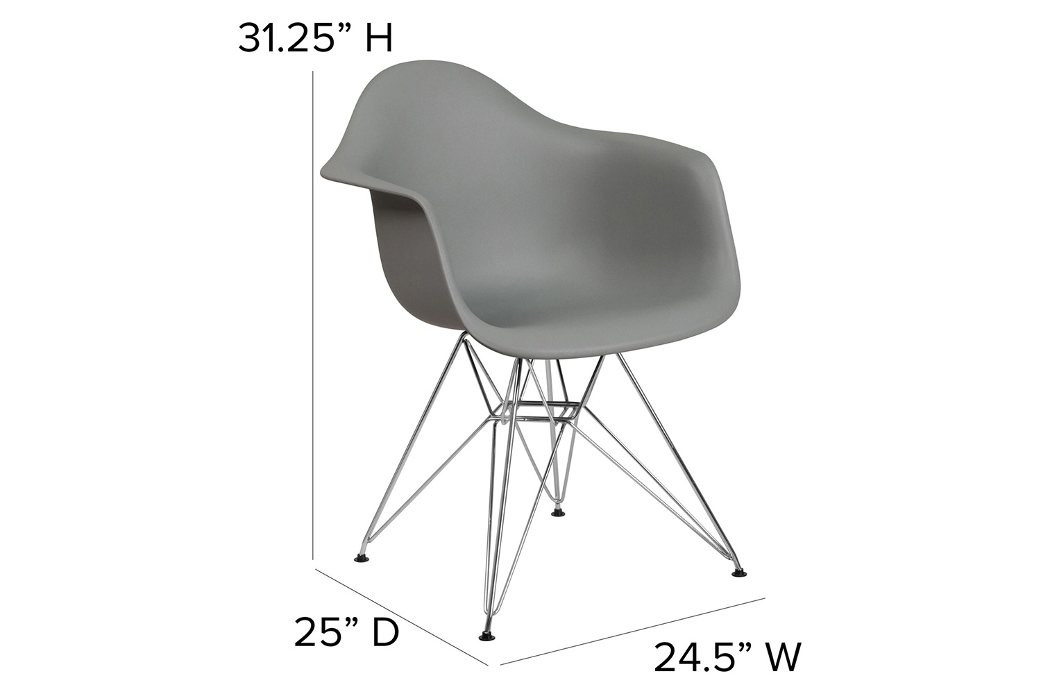 BLNK Alonza Series Plastic Chair with Chrome Base - Moss Gray