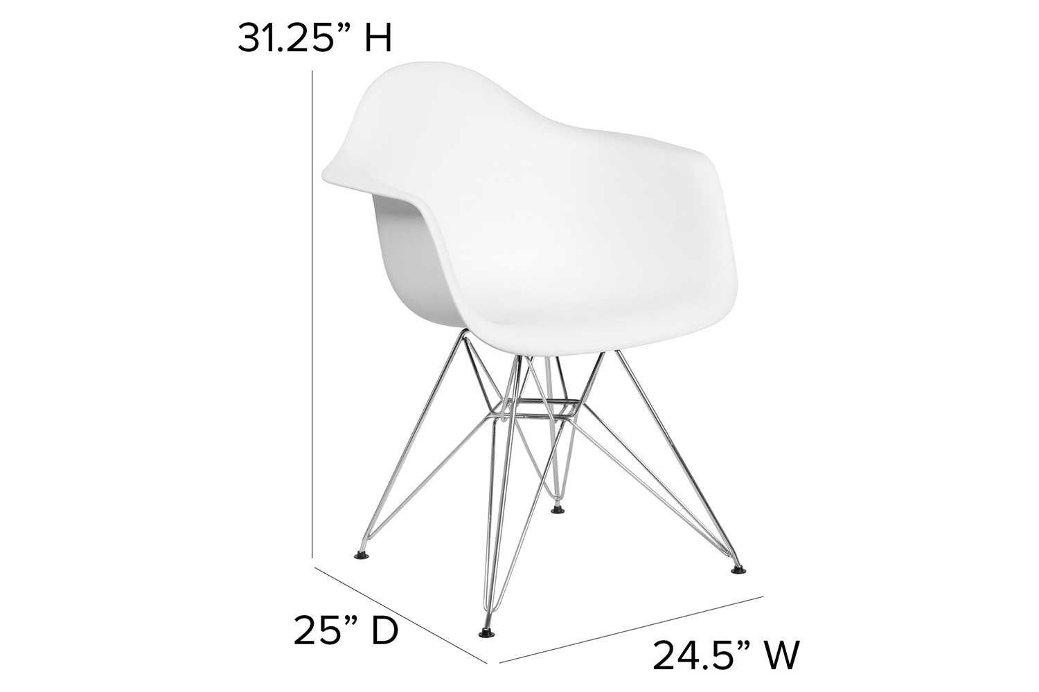 BLNK Alonza Series Plastic Chair with Chrome Base - White