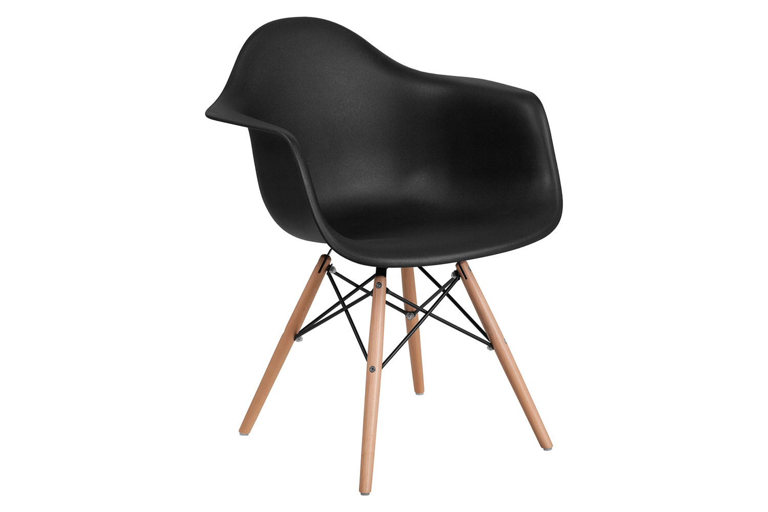 BLNK Alonza Series Plastic Chair with Wooden Legs - Black