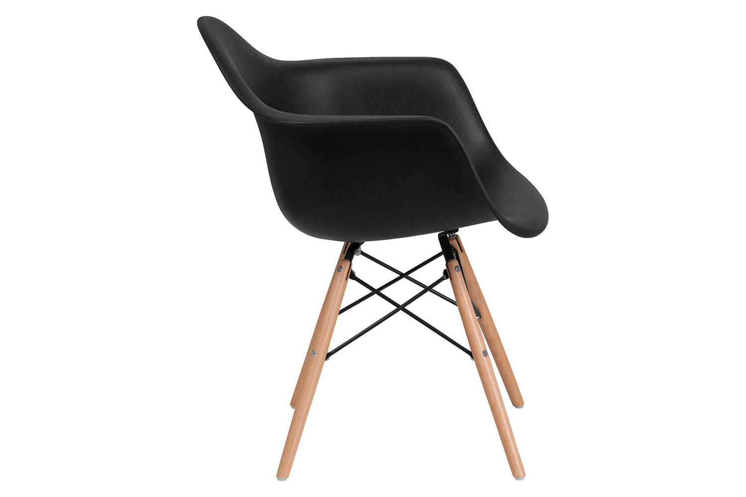 BLNK Alonza Series Plastic Chair with Wooden Legs - Black