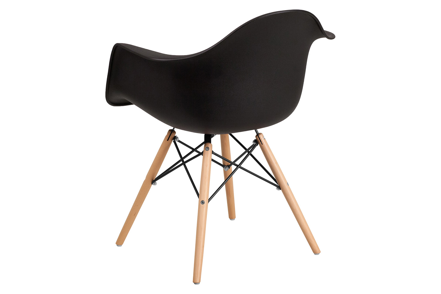 BLNK Alonza Series Plastic Chair with Wooden Legs - Black