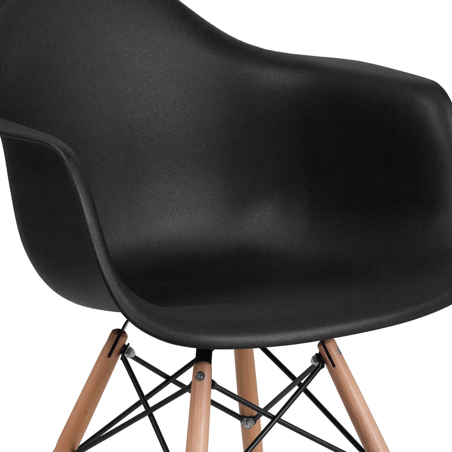 BLNK Alonza Series Plastic Chair with Wooden Legs - Black