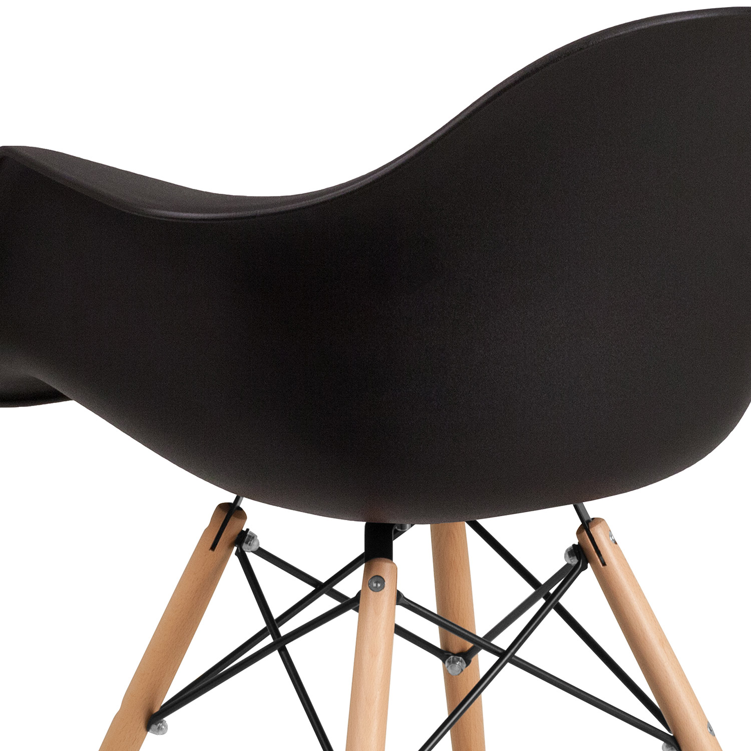 BLNK Alonza Series Plastic Chair with Wooden Legs - Black