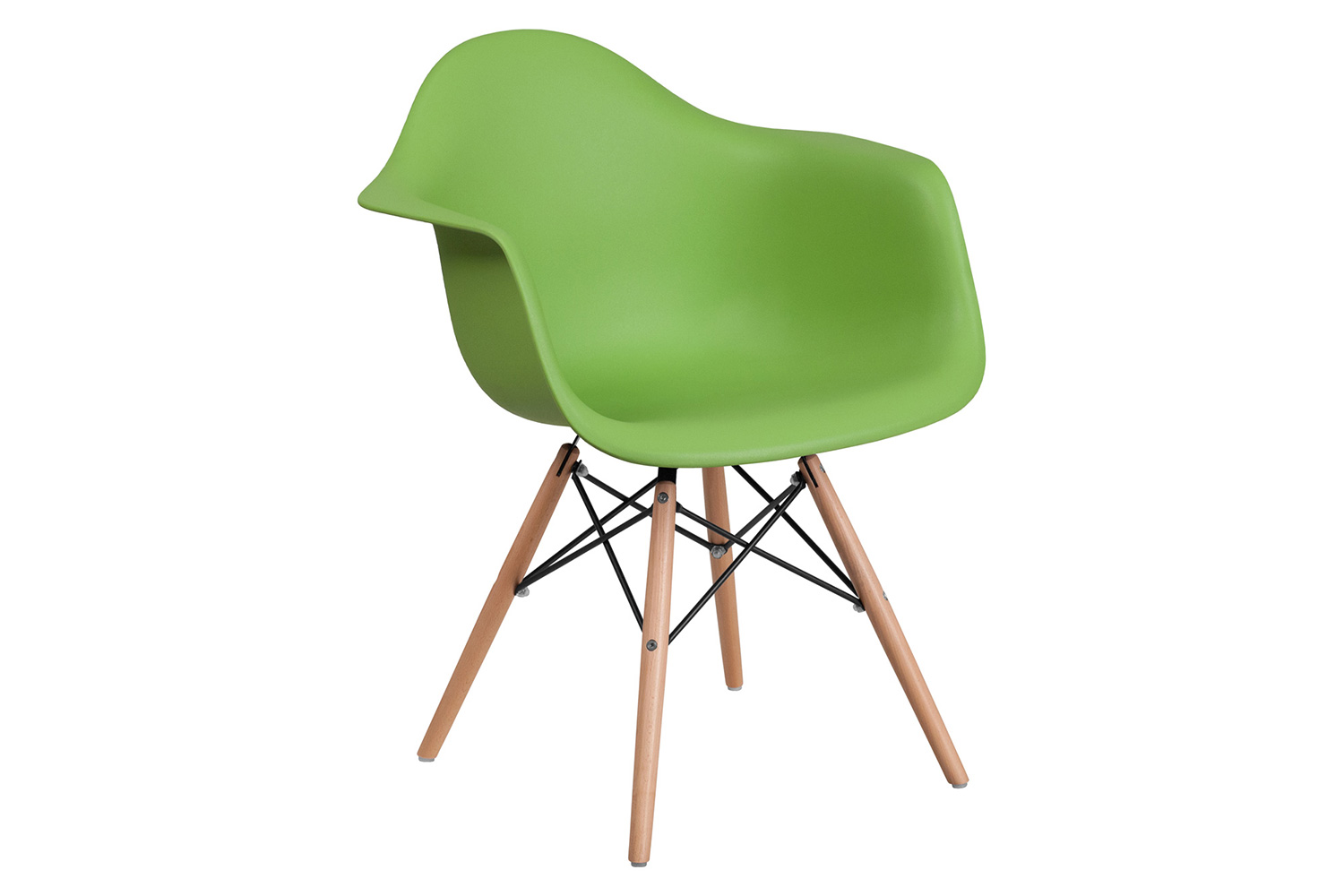 BLNK Alonza Series Plastic Chair with Wooden Legs - Green