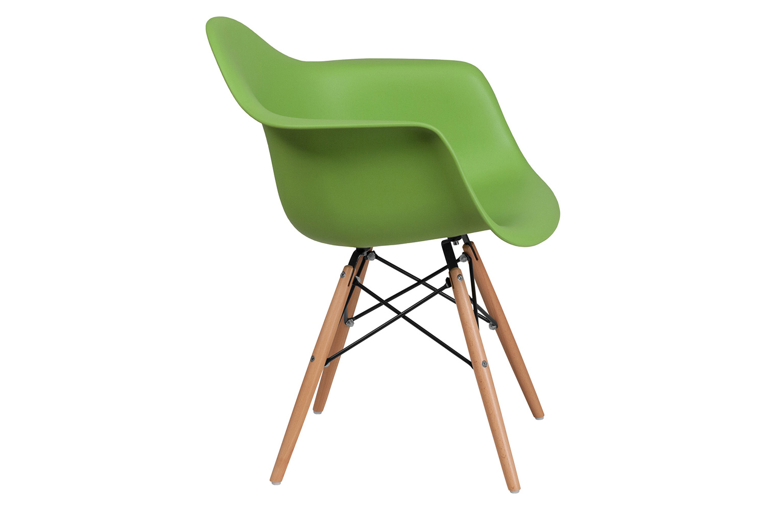 BLNK Alonza Series Plastic Chair with Wooden Legs - Green