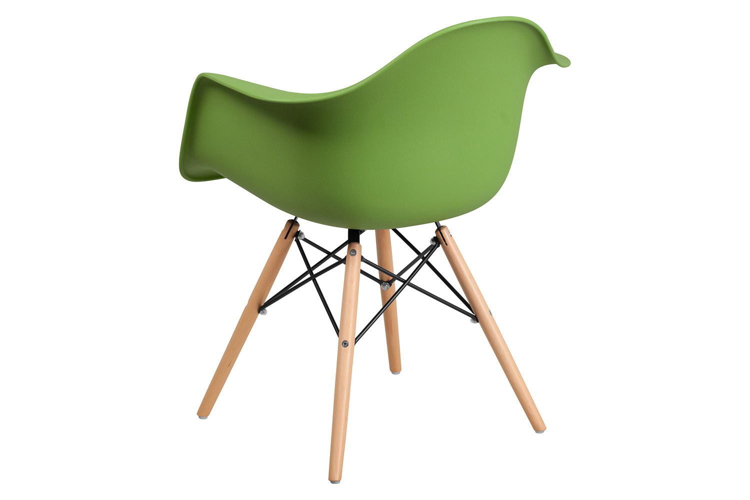 BLNK Alonza Series Plastic Chair with Wooden Legs - Green