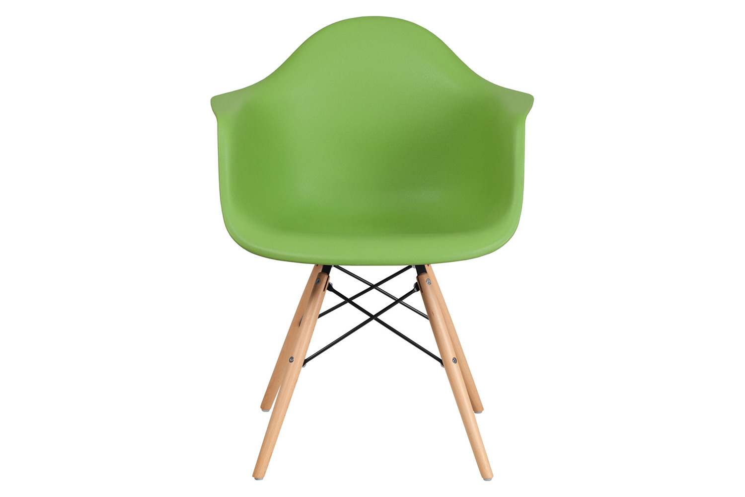 BLNK Alonza Series Plastic Chair with Wooden Legs - Green