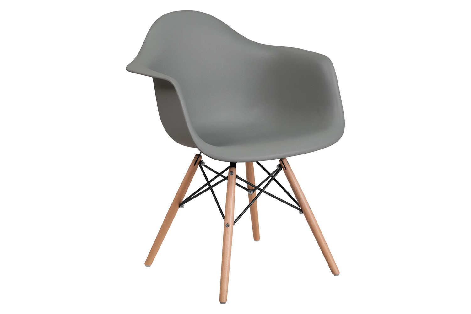 BLNK Alonza Series Plastic Chair with Wooden Legs - Moss Gray