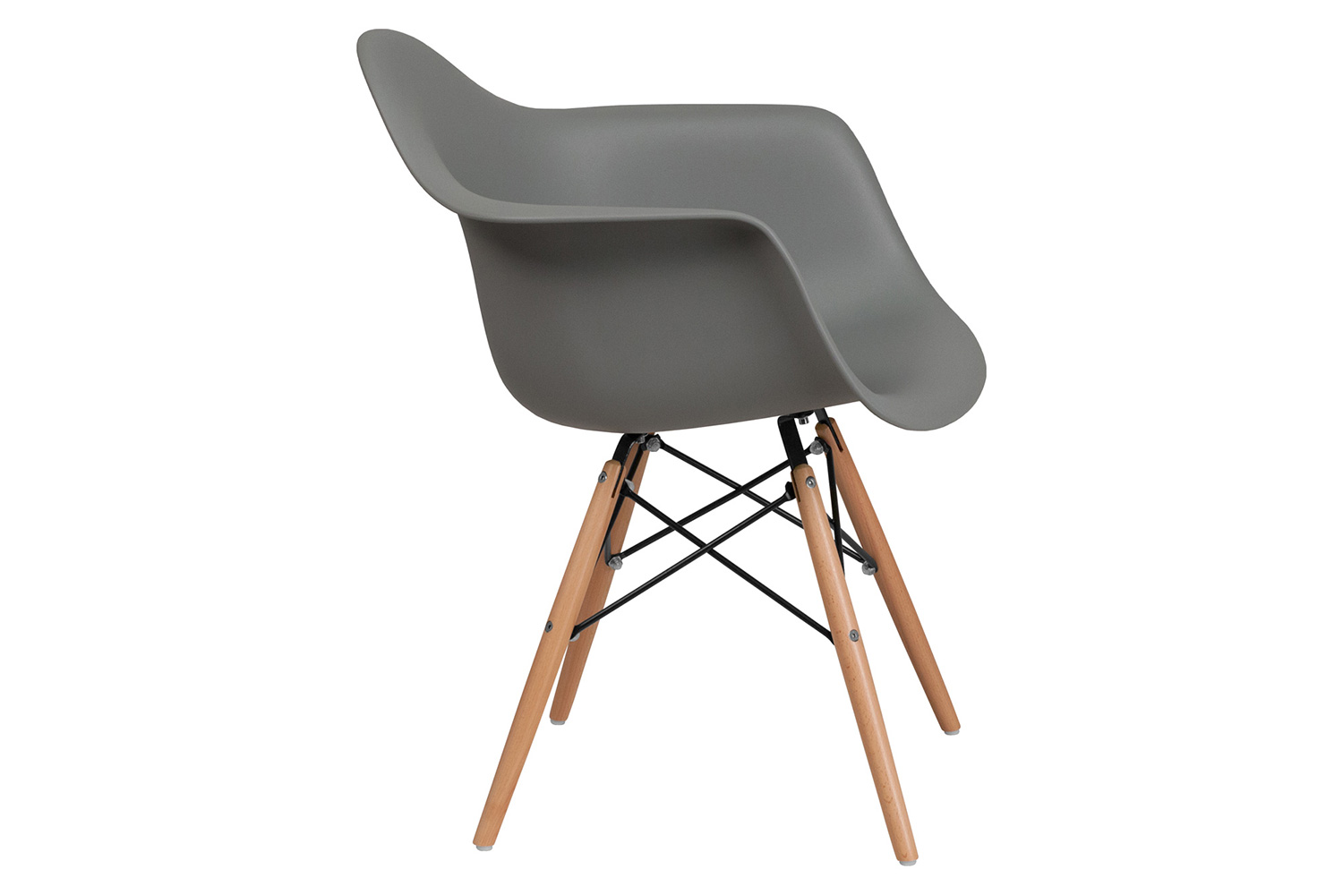 BLNK Alonza Series Plastic Chair with Wooden Legs - Moss Gray