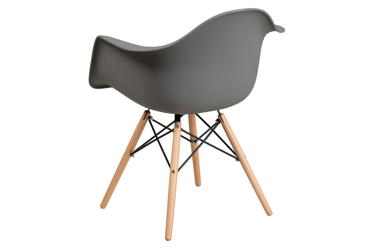 BLNK Alonza Series Plastic Chair with Wooden Legs - Moss Gray