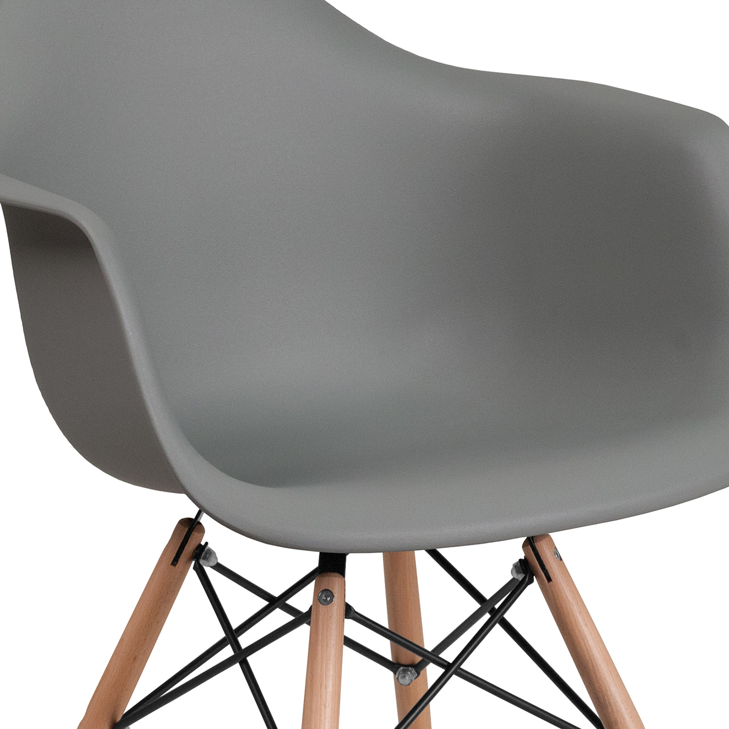 BLNK Alonza Series Plastic Chair with Wooden Legs - Moss Gray