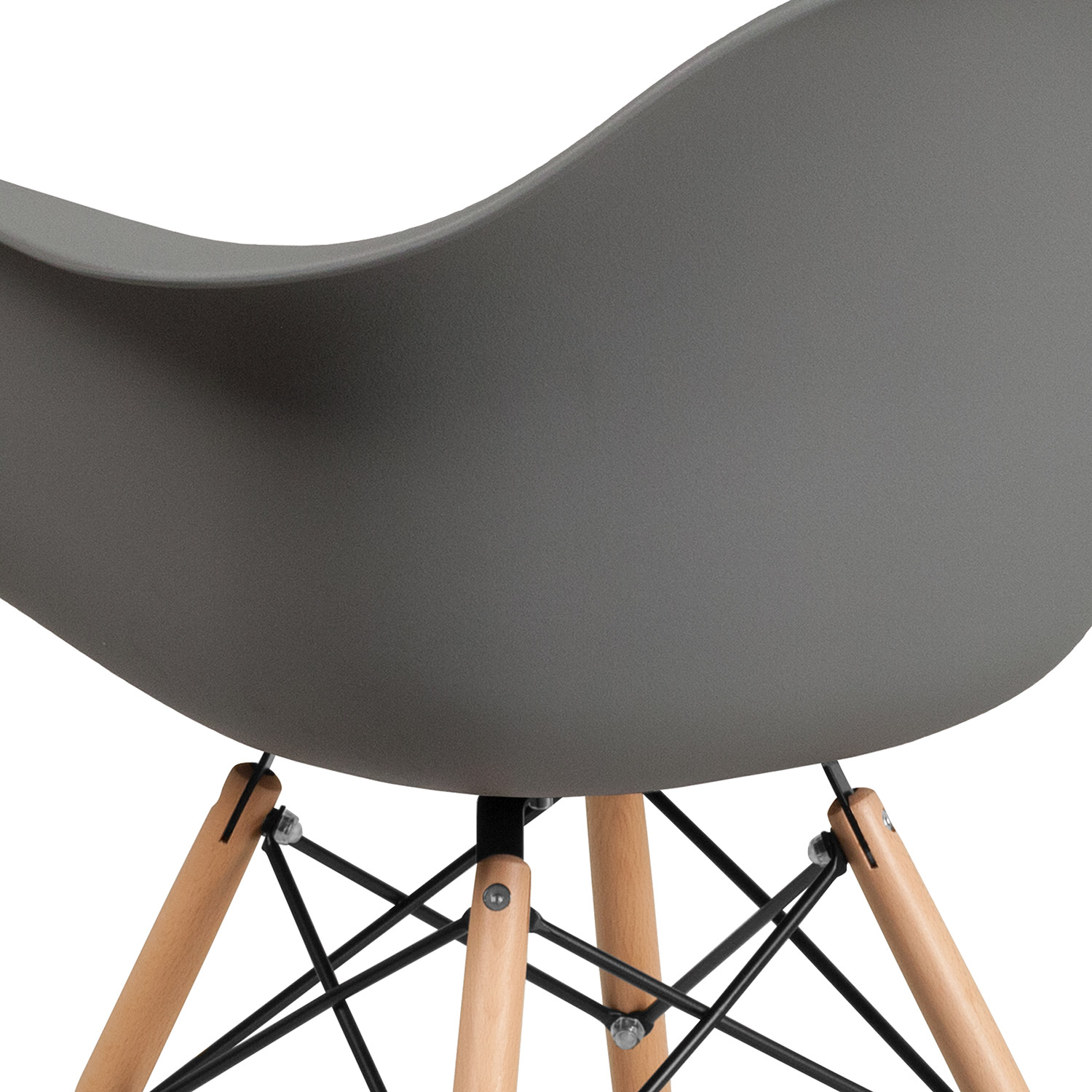 BLNK Alonza Series Plastic Chair with Wooden Legs - Moss Gray