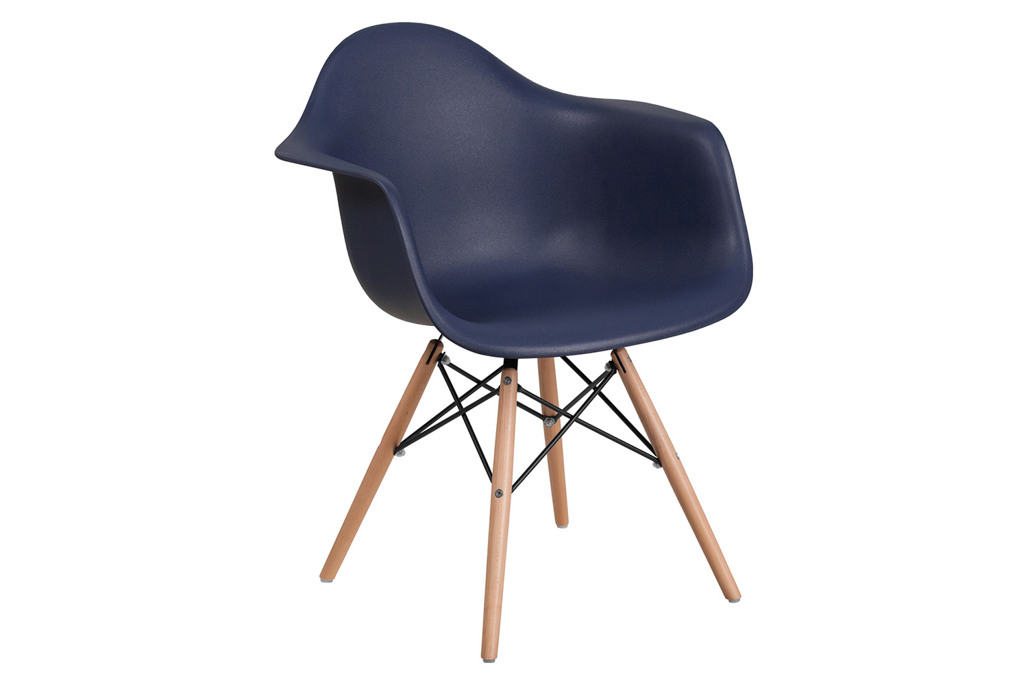 BLNK Alonza Series Plastic Chair with Wooden Legs - Navy