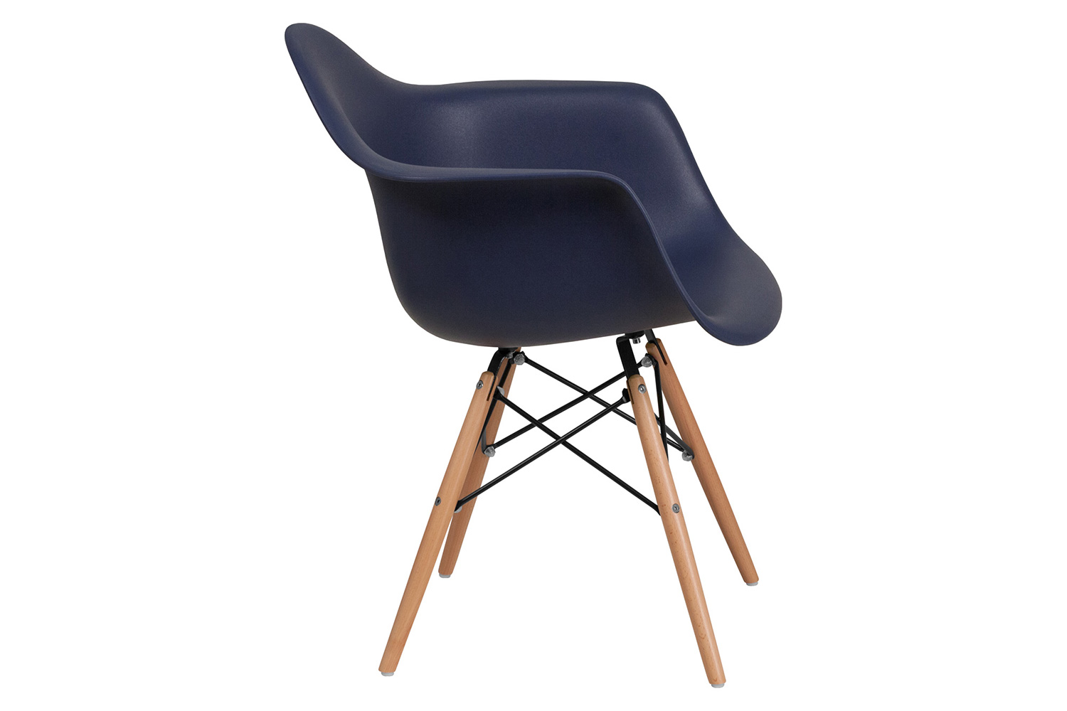 BLNK Alonza Series Plastic Chair with Wooden Legs - Navy