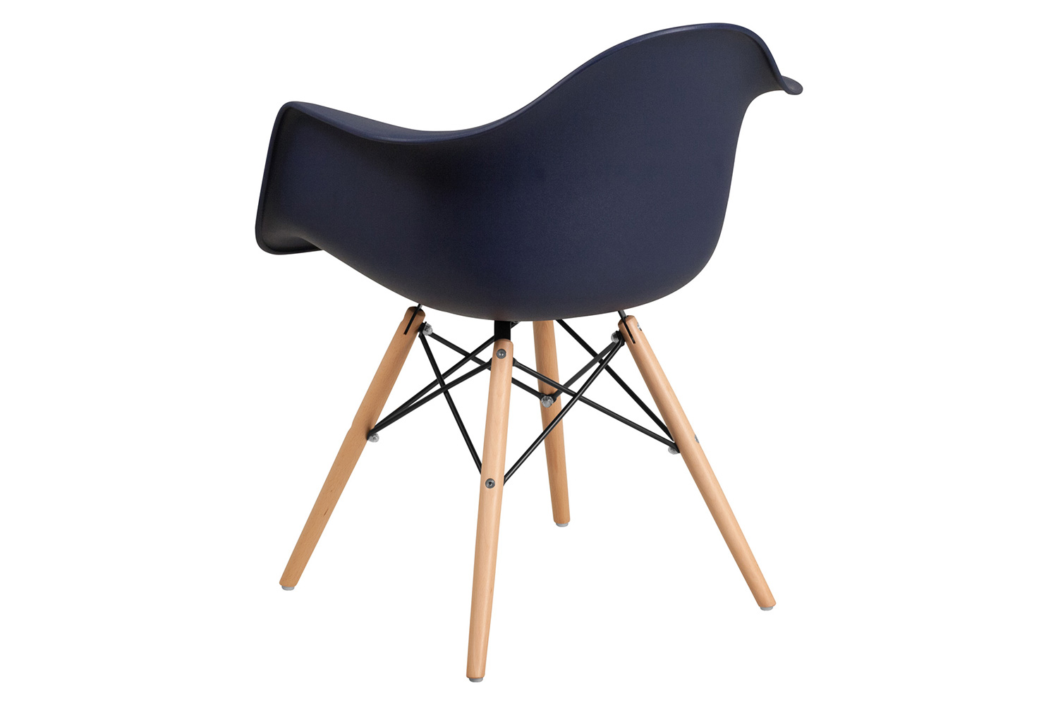 BLNK Alonza Series Plastic Chair with Wooden Legs - Navy