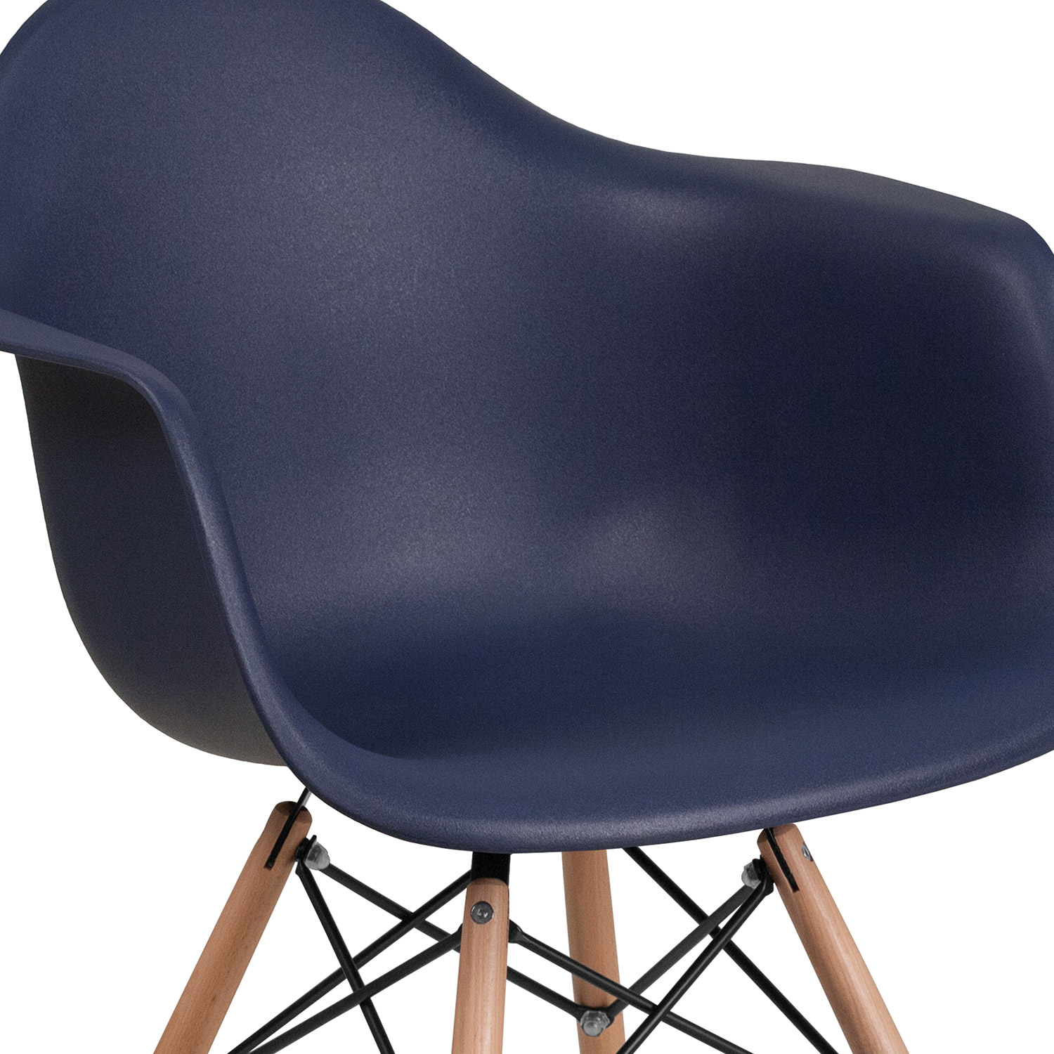 BLNK Alonza Series Plastic Chair with Wooden Legs - Navy