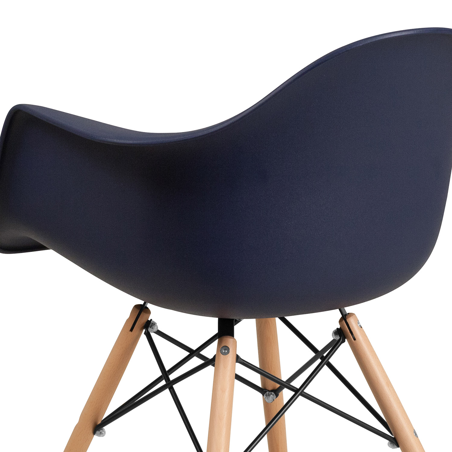 BLNK Alonza Series Plastic Chair with Wooden Legs - Navy