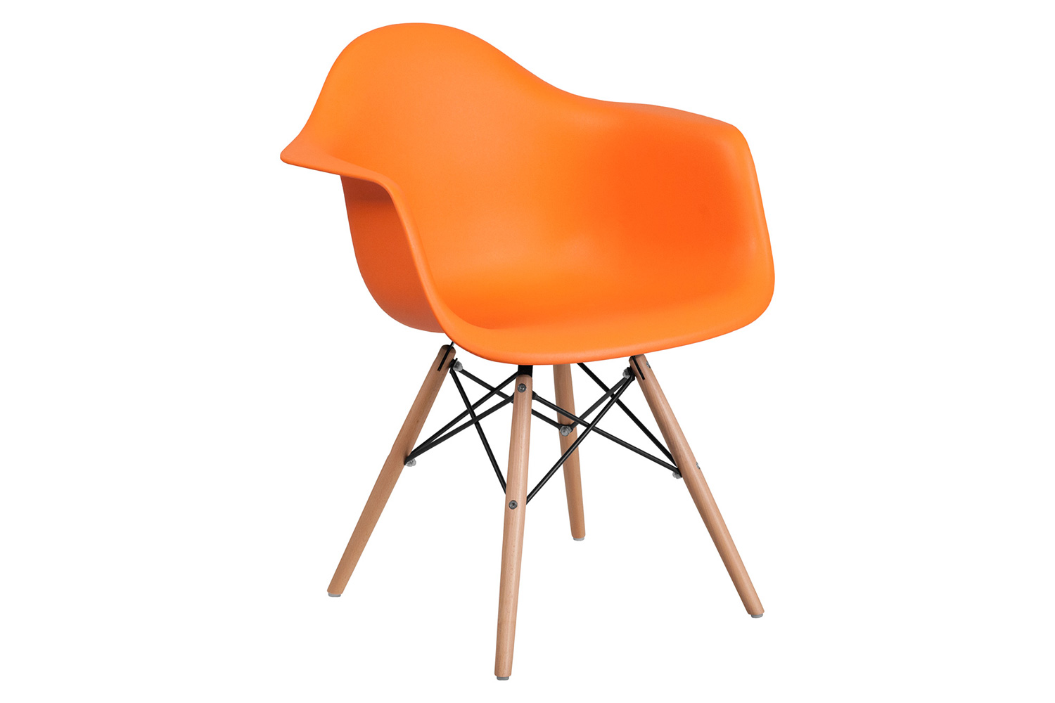 BLNK Alonza Series Plastic Chair with Wooden Legs - Orange