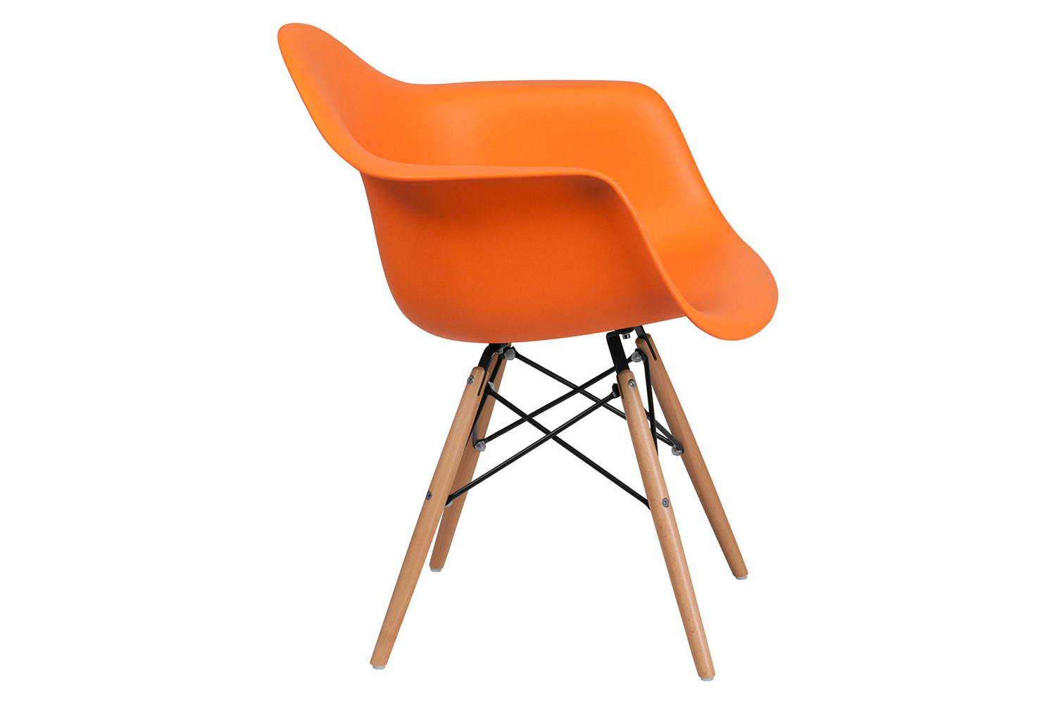 BLNK Alonza Series Plastic Chair with Wooden Legs - Orange