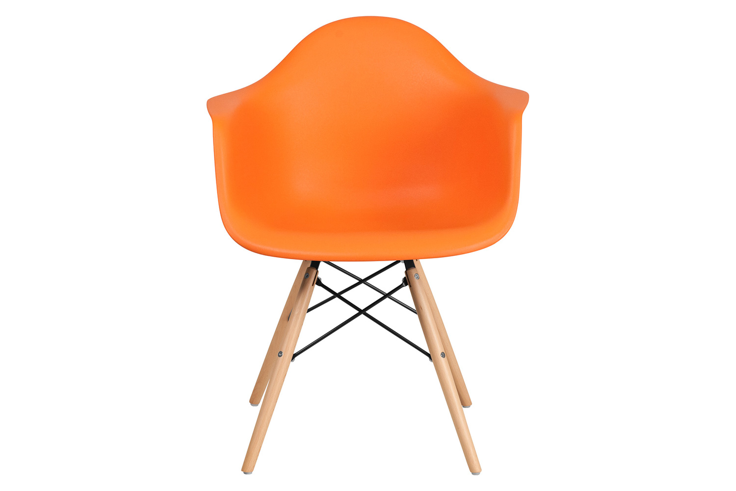 BLNK Alonza Series Plastic Chair with Wooden Legs - Orange