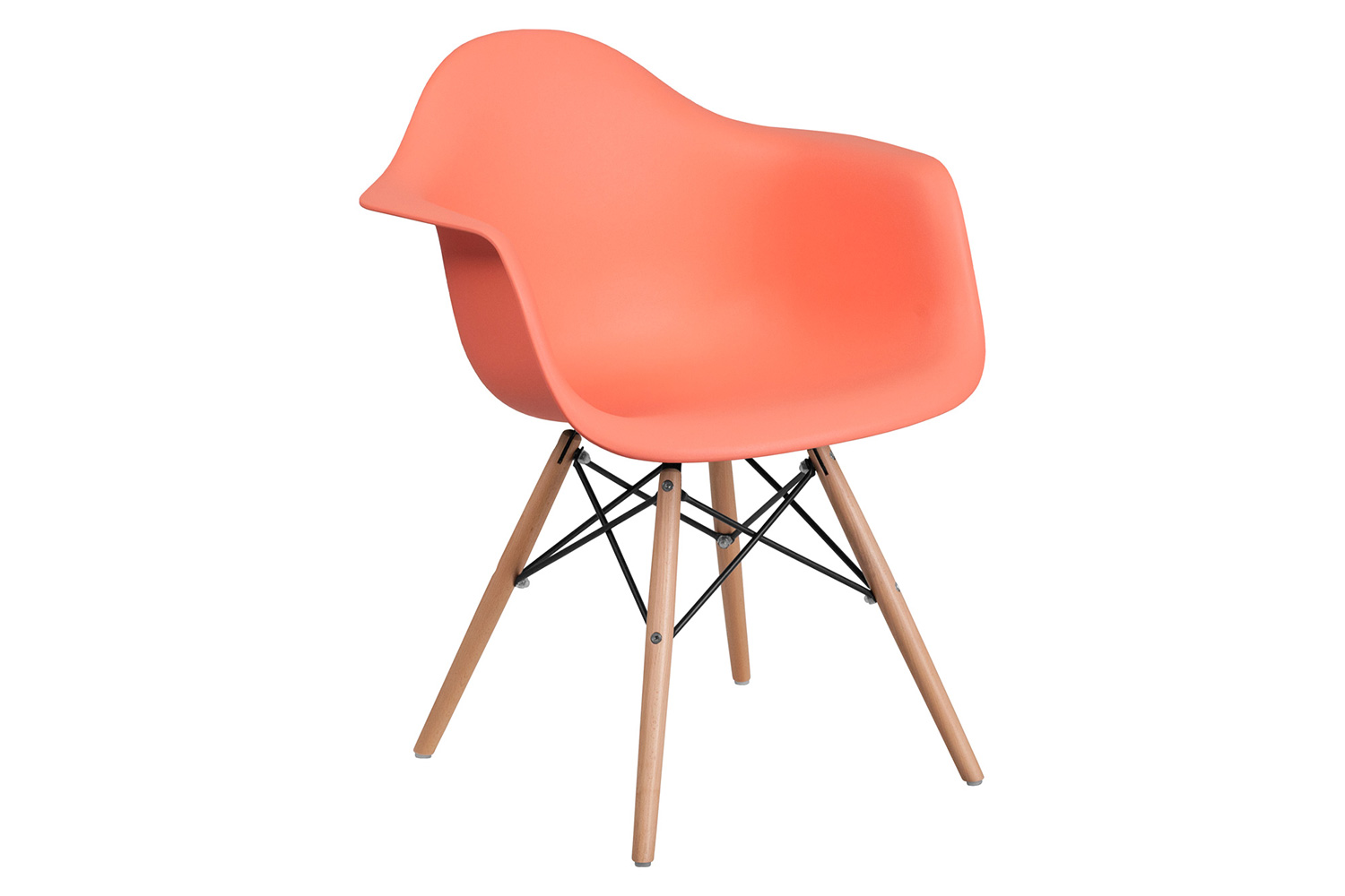 BLNK Alonza Series Plastic Chair with Wooden Legs - Peach