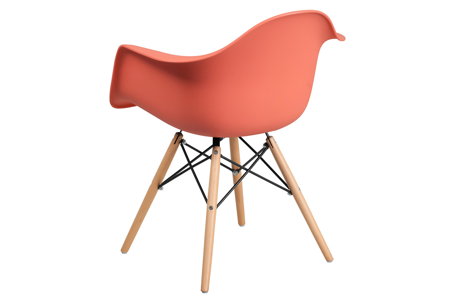 BLNK Alonza Series Plastic Chair with Wooden Legs - Peach