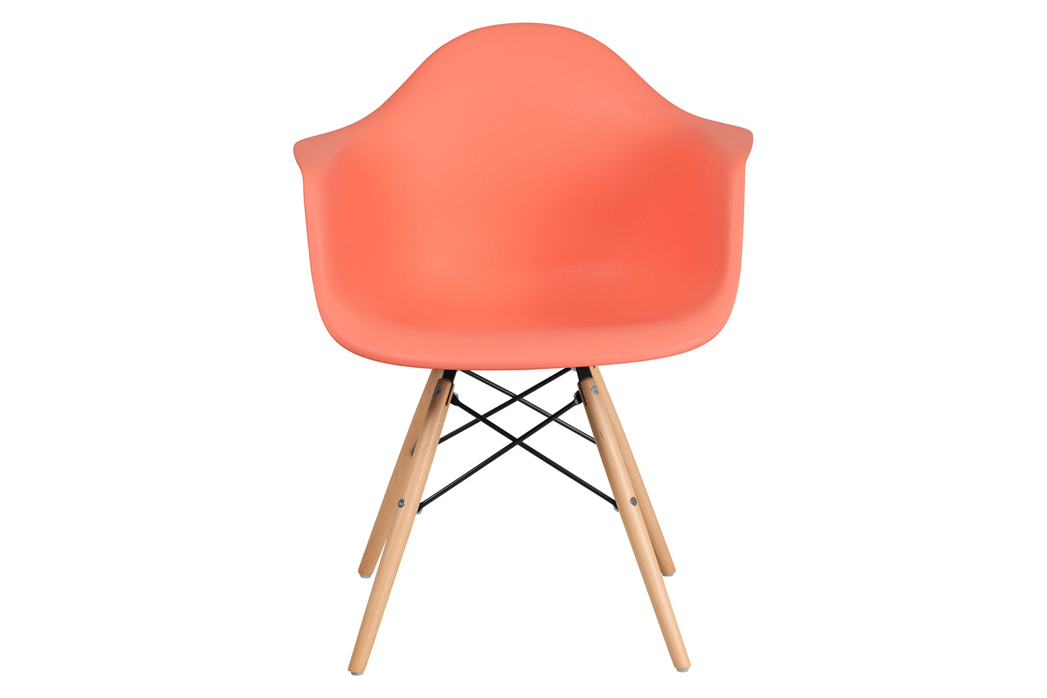 BLNK Alonza Series Plastic Chair with Wooden Legs - Peach