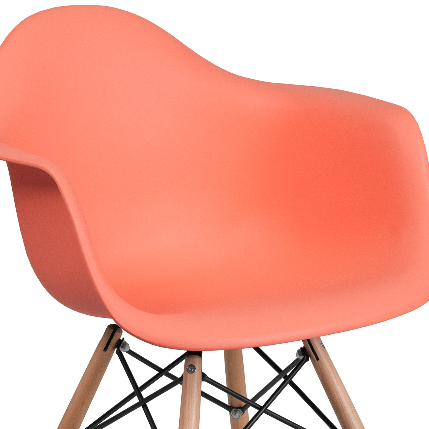 BLNK Alonza Series Plastic Chair with Wooden Legs - Peach