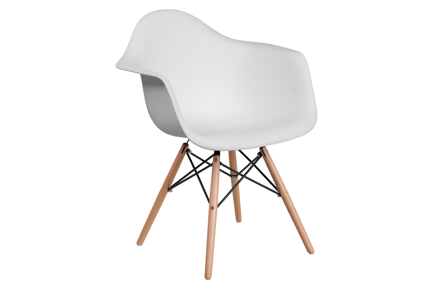 BLNK Alonza Series Plastic Chair with Wooden Legs - White