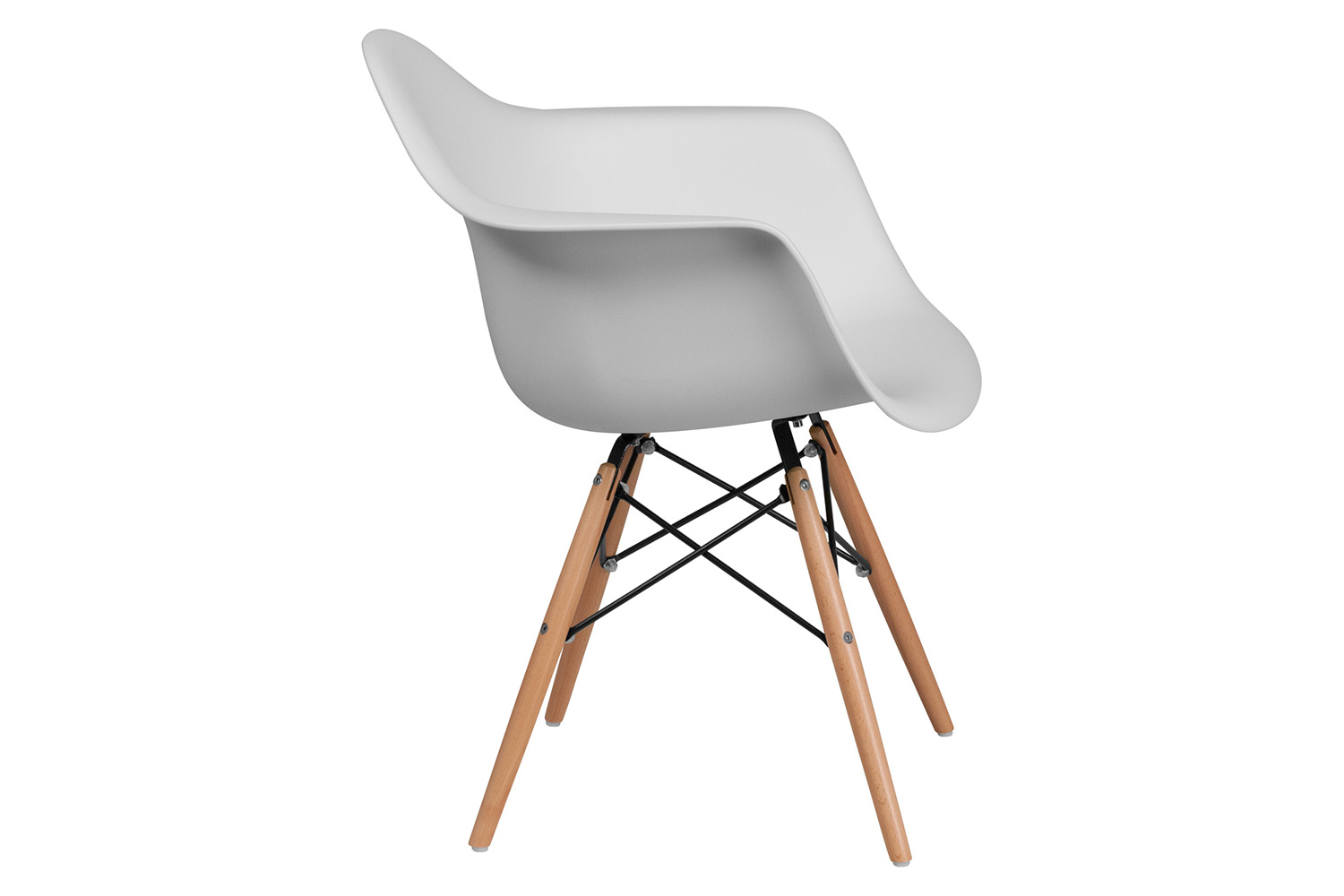 BLNK Alonza Series Plastic Chair with Wooden Legs - White