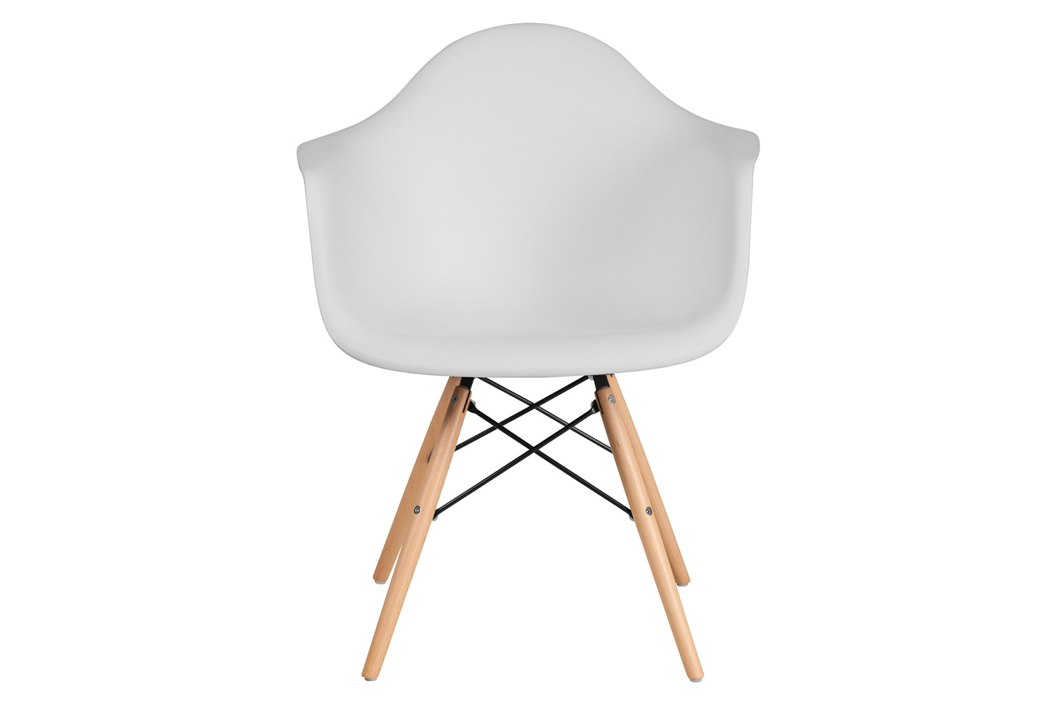 BLNK Alonza Series Plastic Chair with Wooden Legs - White