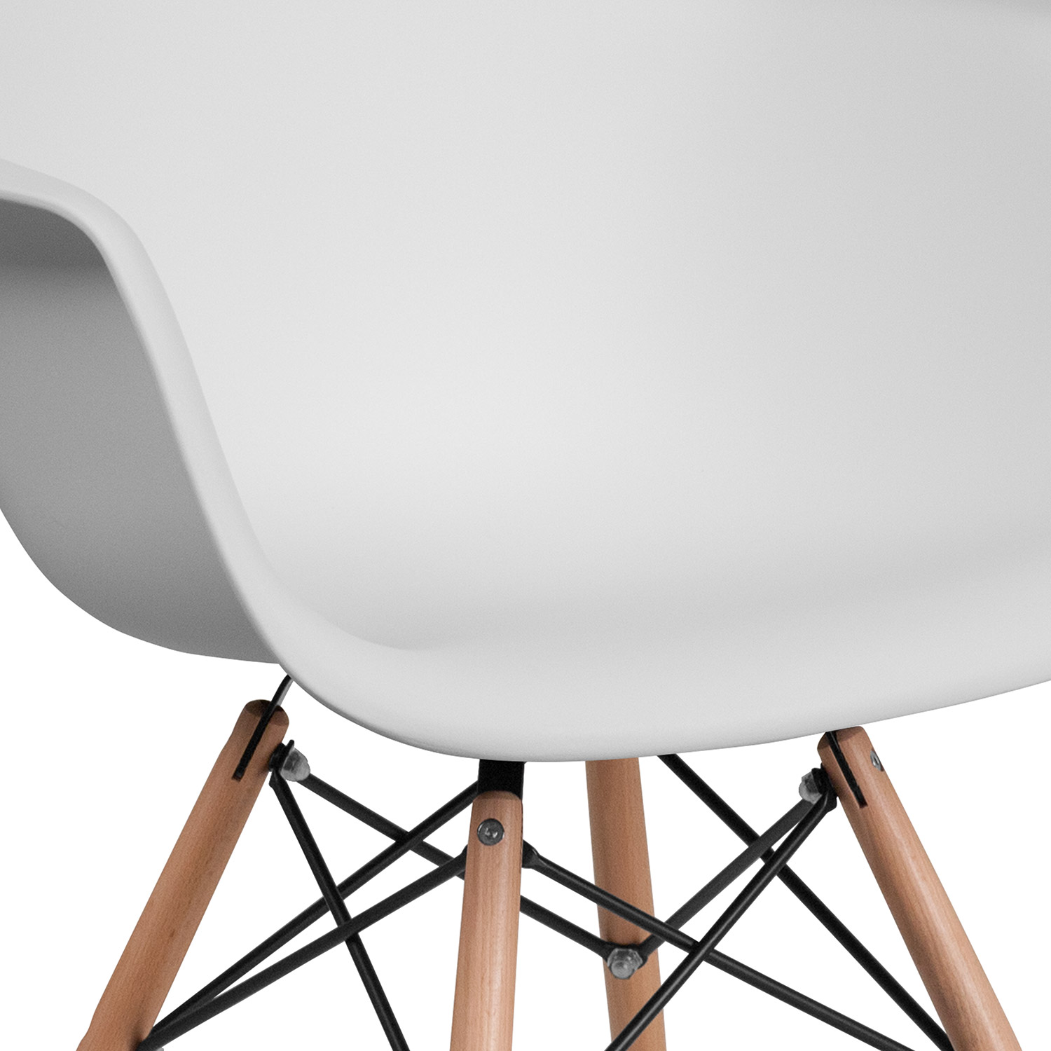 BLNK Alonza Series Plastic Chair with Wooden Legs - White