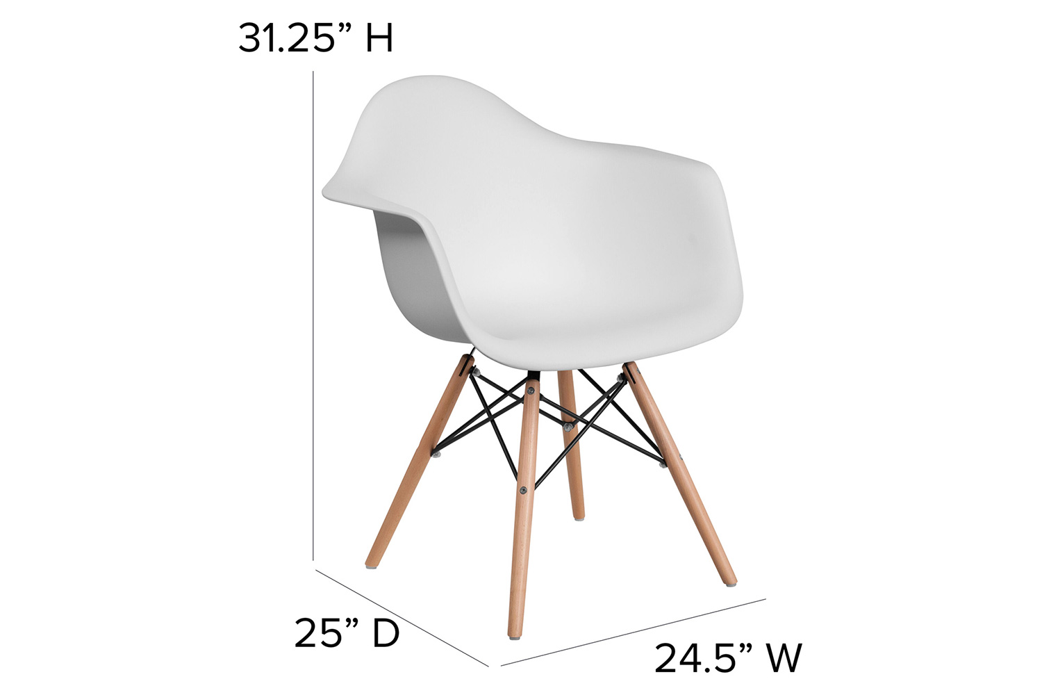 BLNK Alonza Series Plastic Chair with Wooden Legs - White