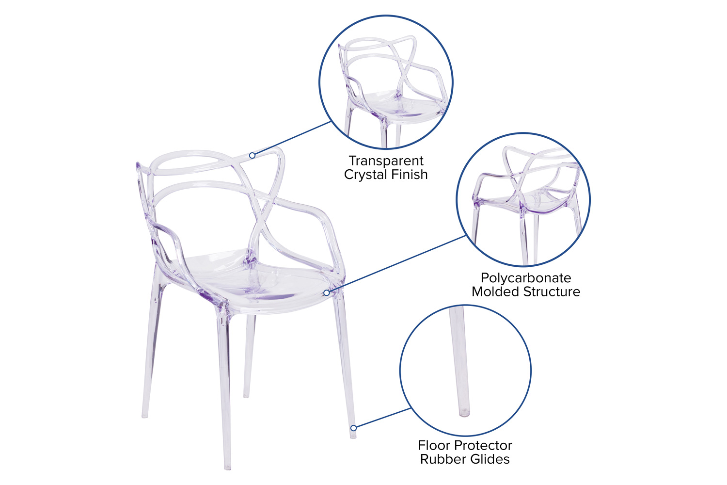 BLNK - Nesting Series Transparent Stacking Side Chair