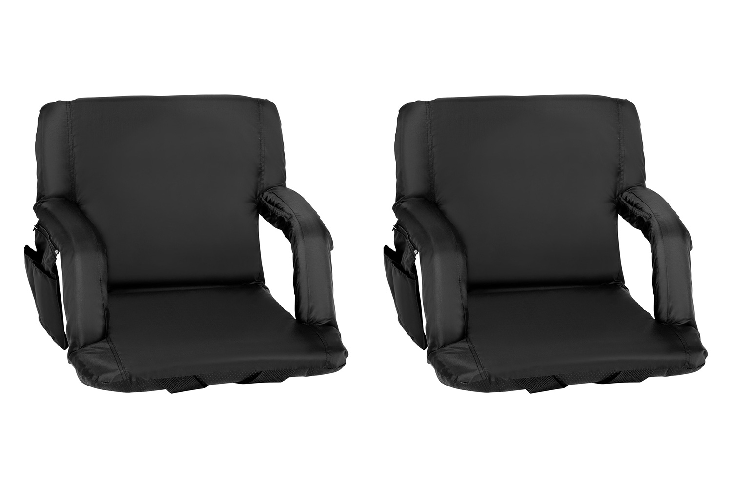 BLNK Malta Portable Lightweight Reclining Stadium Chairs with Armrests, Padded Back and Seat Set of 2 - Black