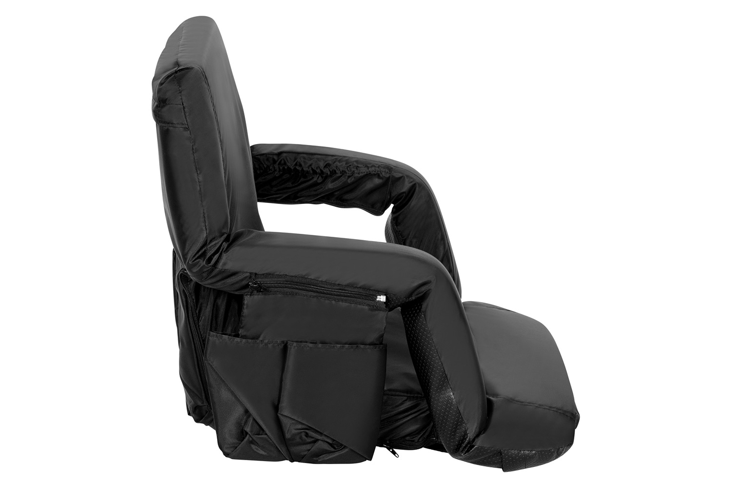 BLNK Malta Portable Lightweight Reclining Stadium Chairs with Armrests, Padded Back and Seat Set of 2 - Black