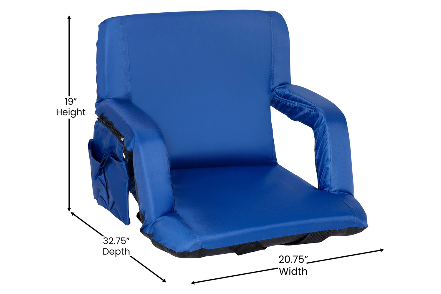 BLNK Malta Portable Lightweight Reclining Stadium Chairs with Armrests, Padded Back and Seat Set of 2 - Blue