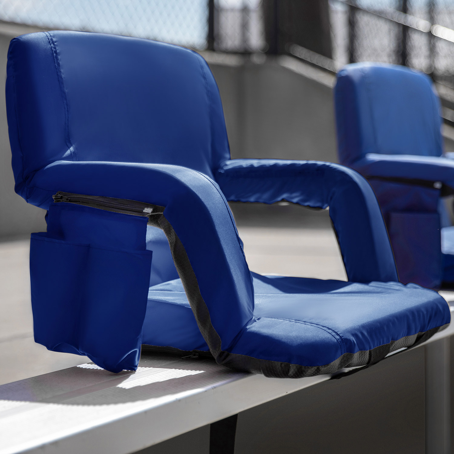 BLNK Malta Portable Lightweight Reclining Stadium Chair with Armrests, Padded Back and Seat