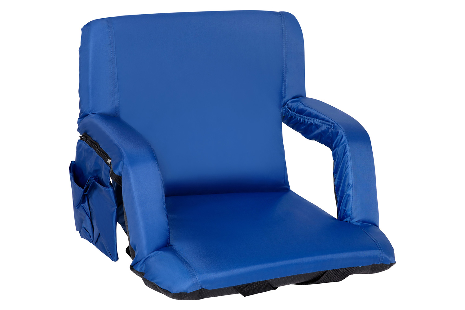 BLNK Malta Portable Lightweight Reclining Stadium Chair with Armrests, Padded Back and Seat - Blue