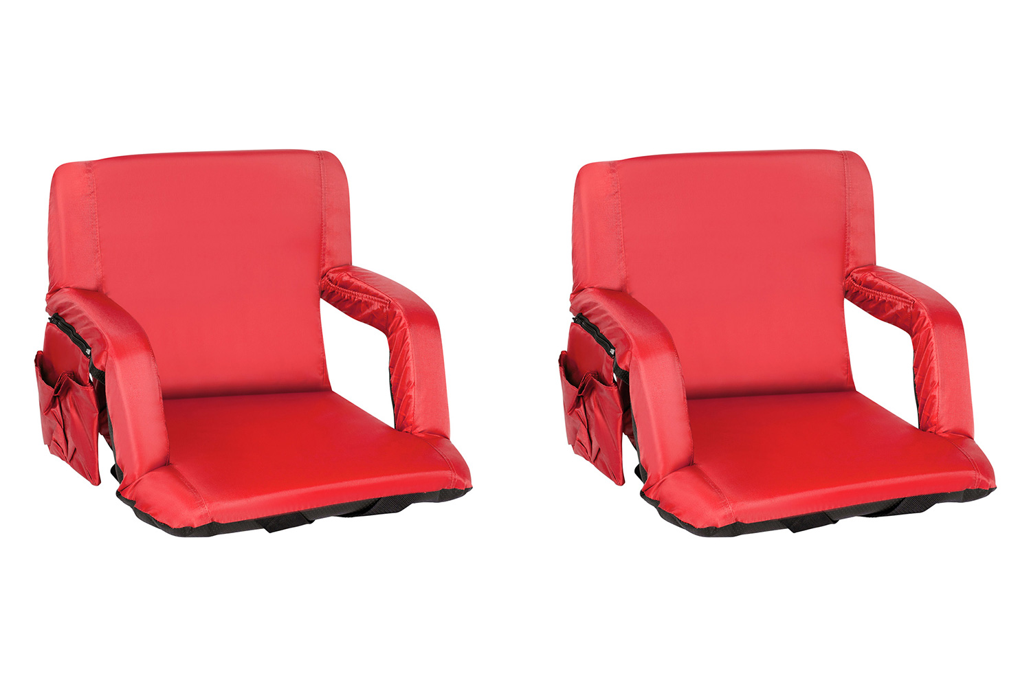 BLNK Malta Portable Lightweight Reclining Stadium Chairs with Armrests, Padded Back and Seat Set of 2 - Red