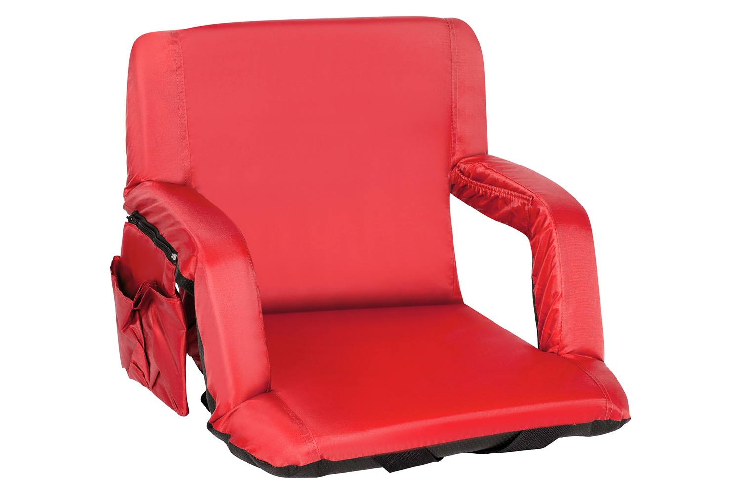 BLNK Malta Portable Lightweight Reclining Stadium Chair with Armrests, Padded Back and Seat - Red