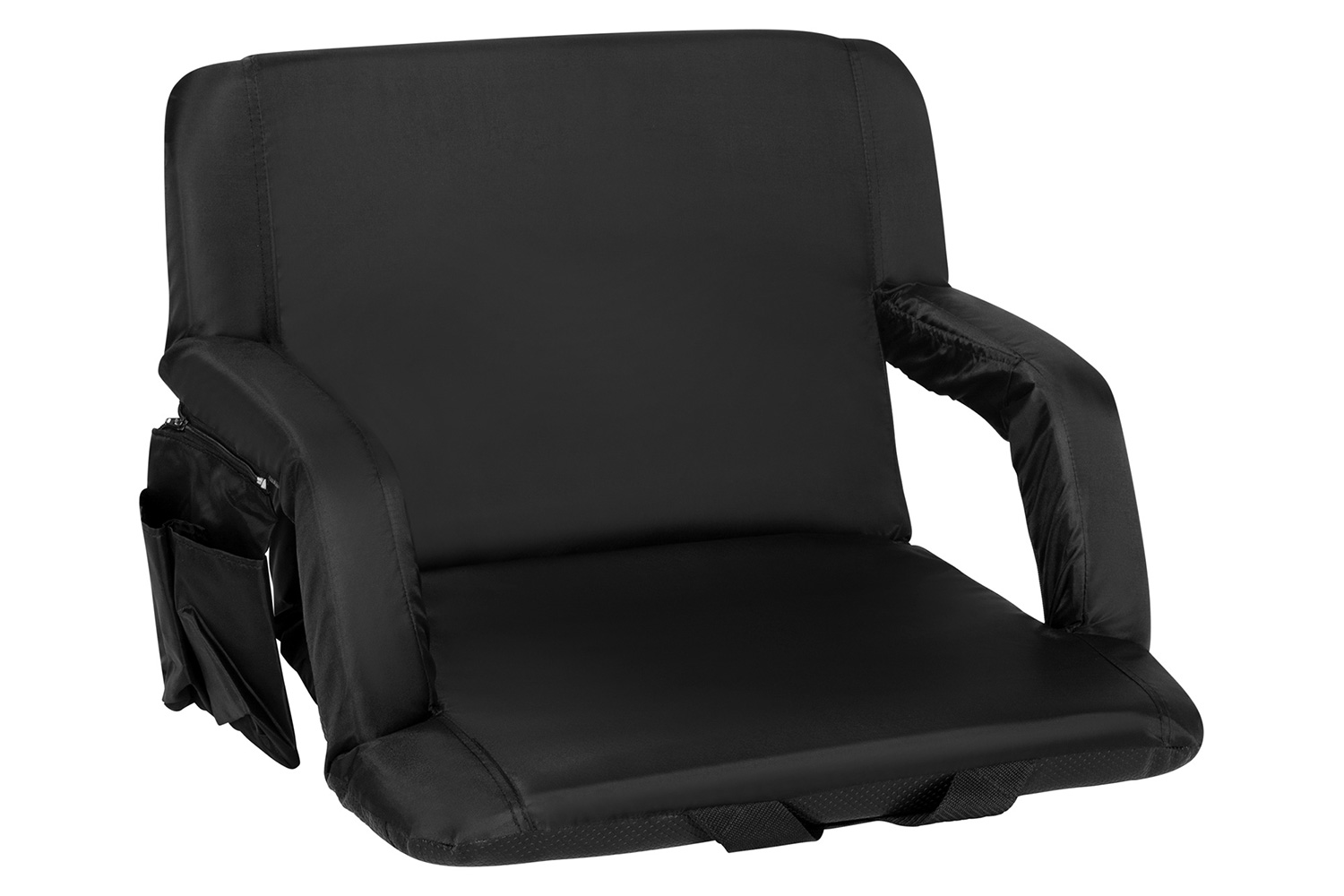 BLNK Malta Extra Wide Portable Lightweight Reclining Stadium Chair with Armrests, Padded Back and Seat - Black